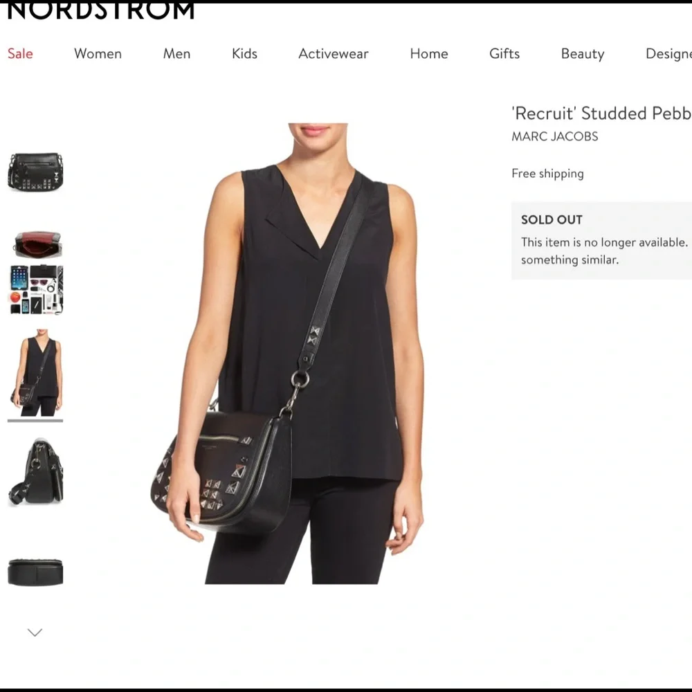 Marc Jacobs Black Leather Studded Crossbody Bag - Picture 7 of 7